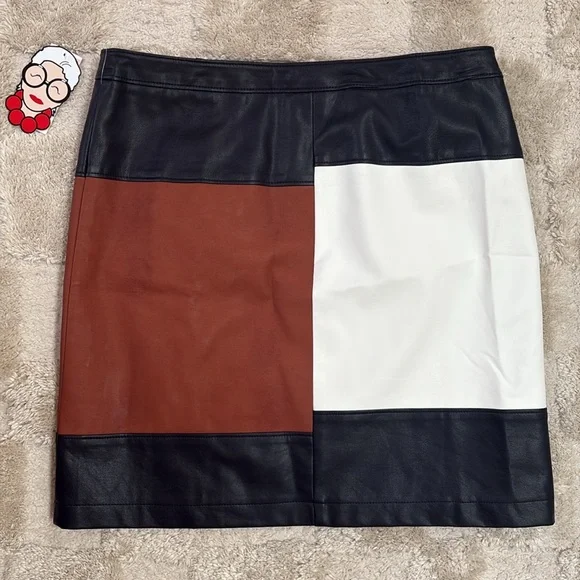 NWT Colorblock Mod PLeather Skirt - Picture 6 of 9